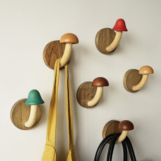 Wooden Mushroom Hooks, Vintage, Jewelry for Wall, Moss Inspired Collection