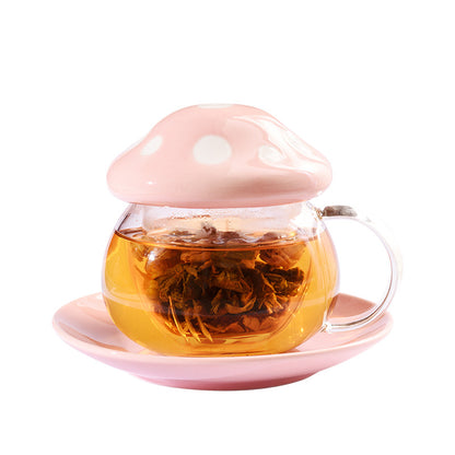 Love Mushroom Big Belly Tea Separation Glass Cup
