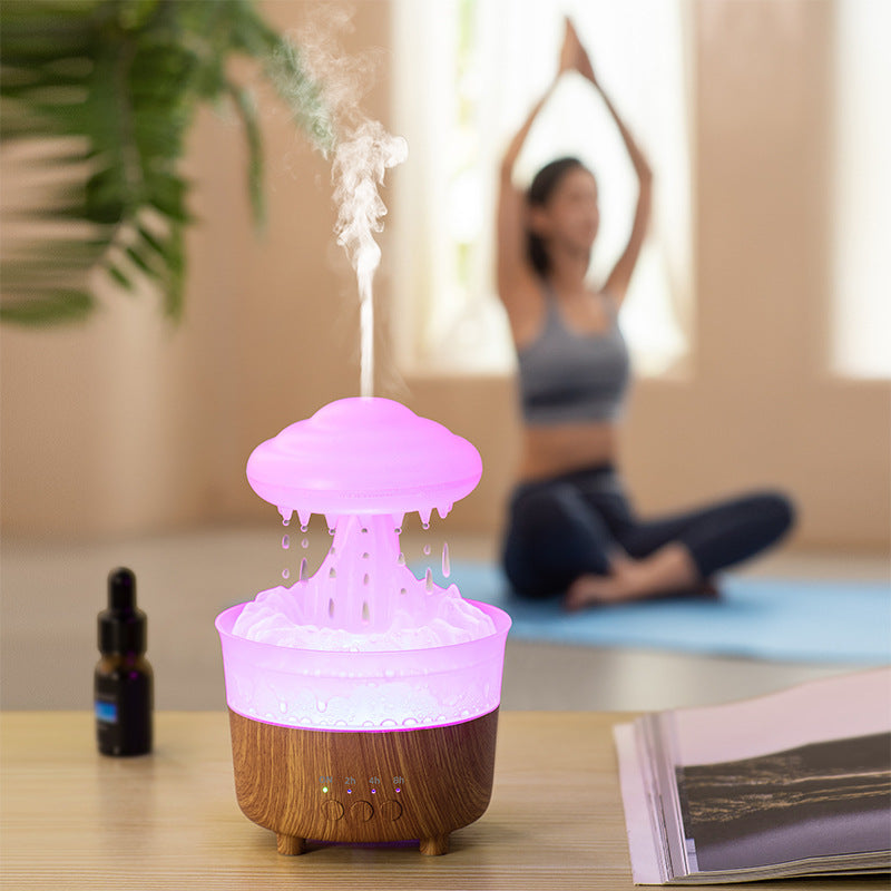 Add Essential Oil Diffusion to Mushroom Humidifier Rain Lamp for a Mossy freshness that meets aromatic jewelry as two drops of essential oil transform your surroundings. 